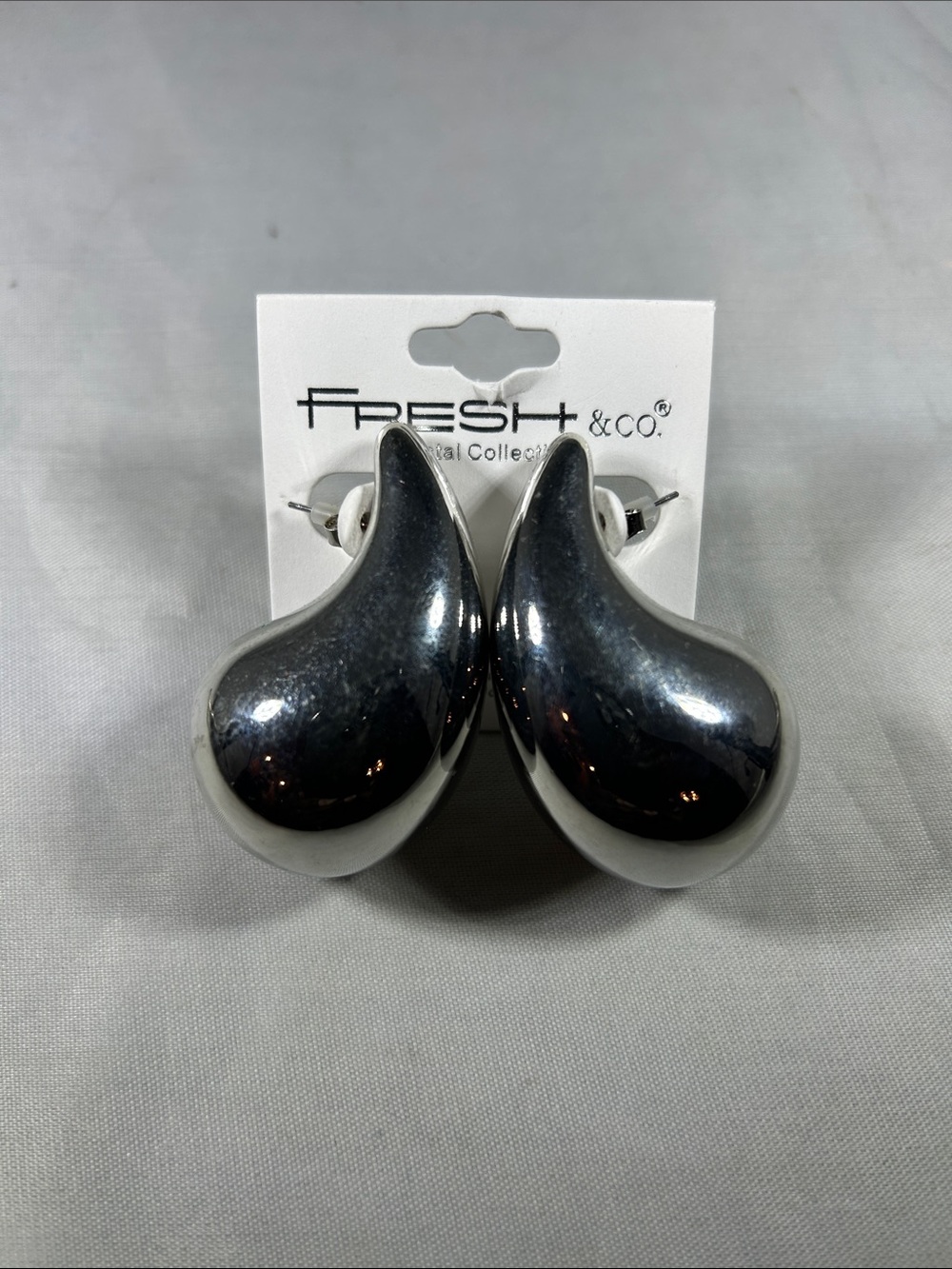 Silver Teardrop Hoop Earrings